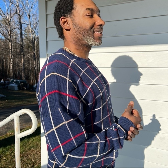Vintage Orvis Blue Striped Cotton Crewneck Sweater | Classic Preppy Style Large - Picture 3 of 13